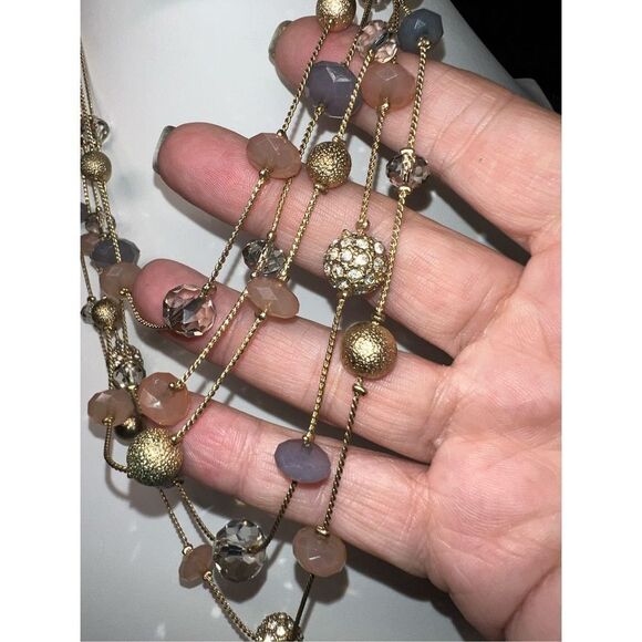 INC International Concepts Multi Layered Bead and Crystal Statement Necklace - Picture 3 of 6